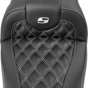 Saddlemen Roadsofa CF LS Seat, Silver Stitch - 23+ Touring Seat Saddlemen