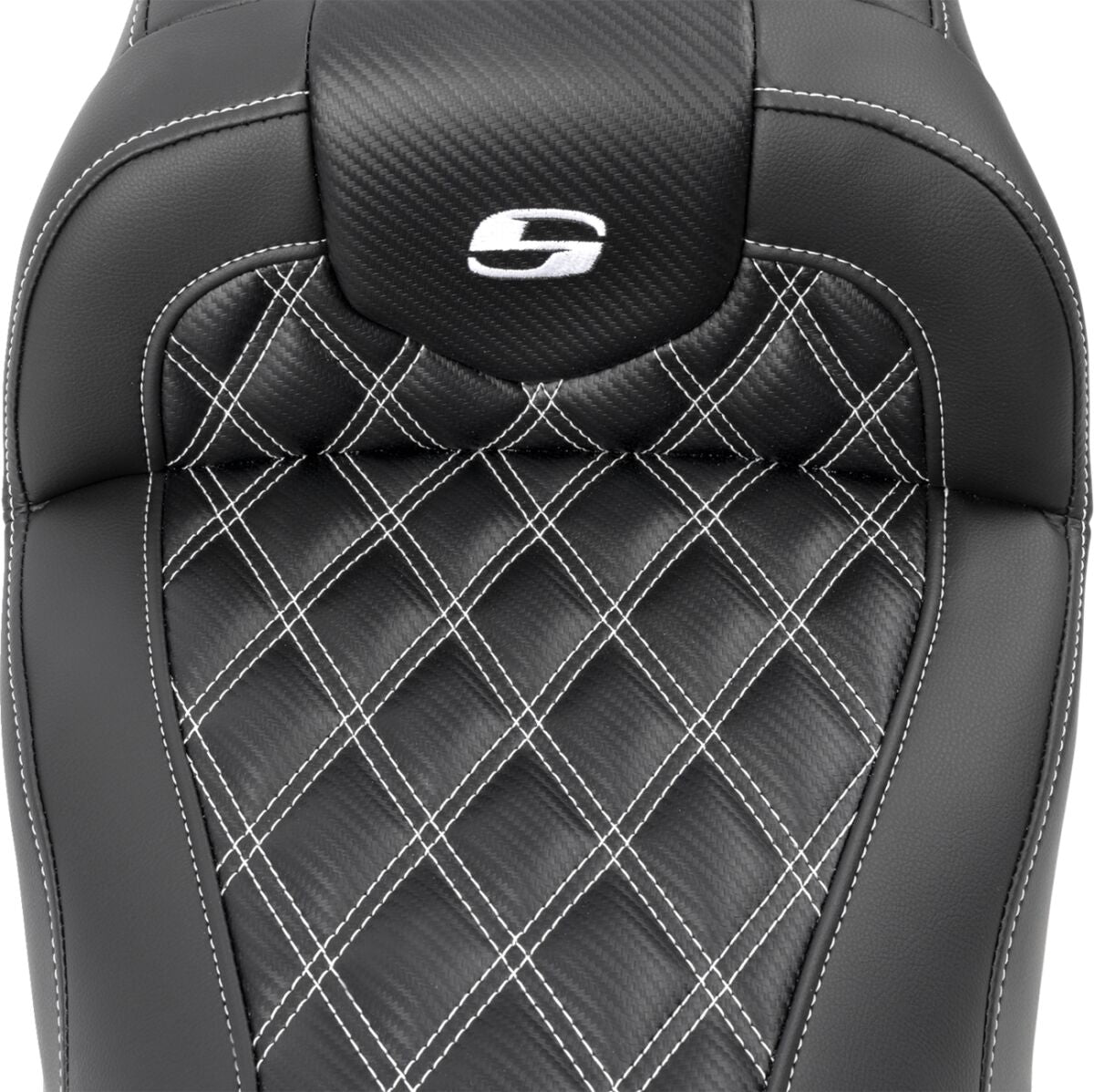 Roadsofa CF LS Seat, White Stitch - 23+ Touring Seat Saddlemen