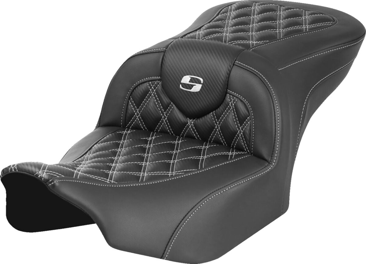 Saddlemen Roadsofa CF LS Seat, White Stitch - 23+ Touring Seat Saddlemen