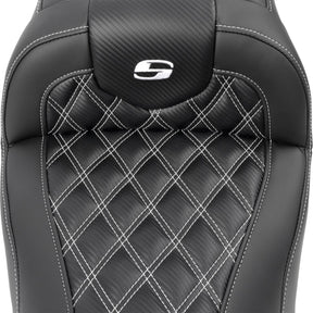 Saddlemen Roadsofa CF LS Seat, White Stitch - 23+ Touring Seat Saddlemen