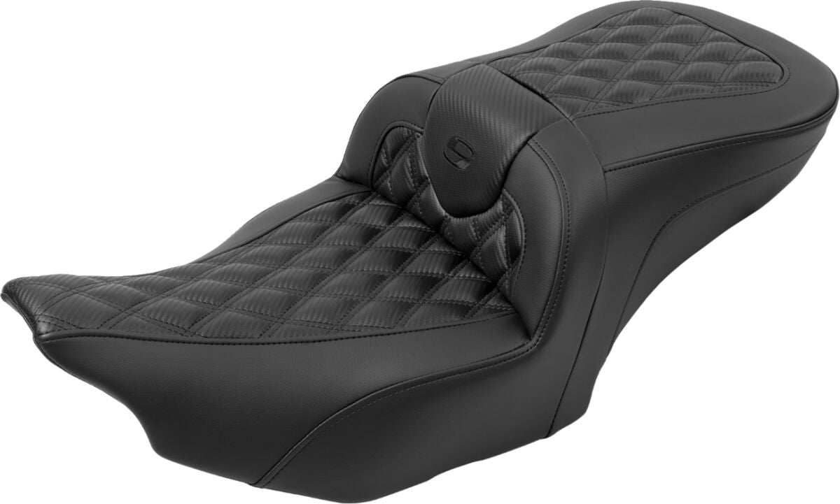 Roadsofa CF LS With Driver's Backrest Seat, Black Stitch - 23+ Touring Seat Saddlemen