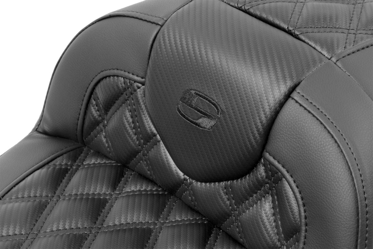 Saddlemen Roadsofa CF LS With Driver's Backrest Seat, Black Stitch - 23+ Touring Seat Saddlemen