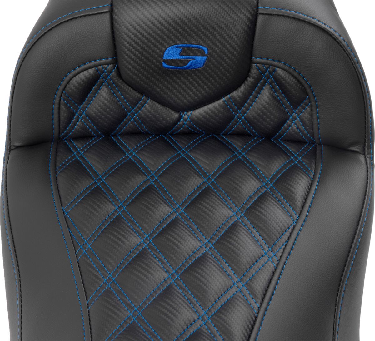 Roadsofa CF LS With Driver's Backrest Seat, Blue Stitch - 23+ Touring Seat Saddlemen