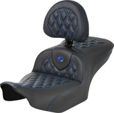 Saddlemen Roadsofa CF LS With Driver's Backrest Seat, Blue Stitch - 23+ Touring Seat Saddlemen