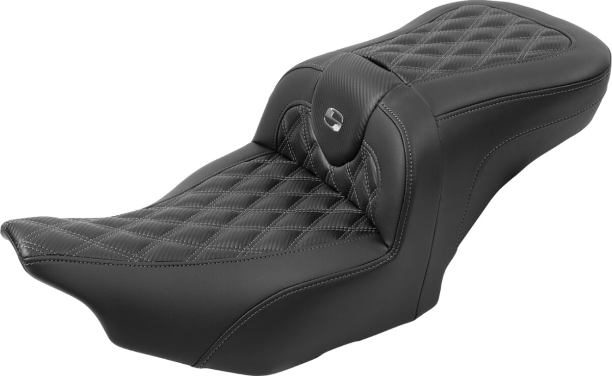 Roadsofa CF LS With Driver's Backrest Seat, Gray Stitch - 23+ Touring Seat Saddlemen