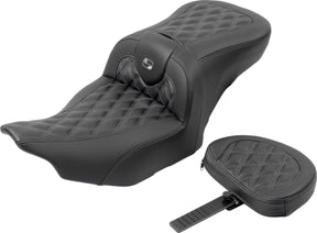 Roadsofa CF LS With Driver's Backrest Seat, Gray Stitch - 23+ Touring Seat Saddlemen