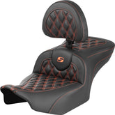 Saddlemen Roadsofa CF LS With Driver's Backrest Seat, Orange Stitch - 23+ Touring Seat Saddlemen