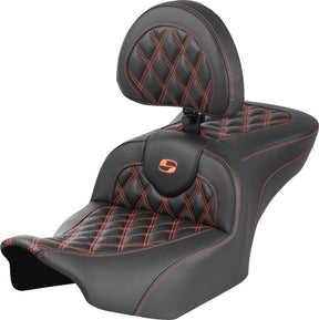 Saddlemen Roadsofa CF LS With Driver's Backrest Seat, Orange Stitch - 23+ Touring Seat Saddlemen