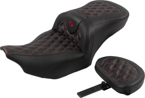Roadsofa CF LS With Driver's Backrest Seat, Red Stitch - 23+ Touring Seat Saddlemen