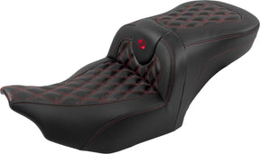 Roadsofa CF LS With Driver's Backrest Seat, Red Stitch - 23+ Touring Seat Saddlemen