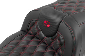 Roadsofa CF LS With Driver's Backrest Seat, Red Stitch - 23+ Touring Seat Saddlemen