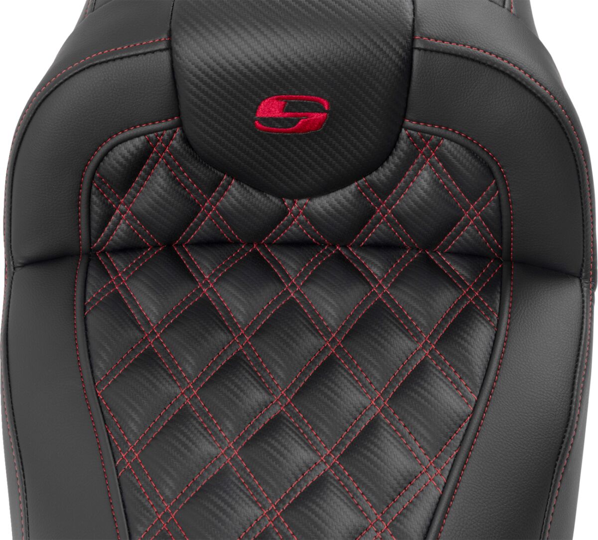 Roadsofa CF LS With Driver's Backrest Seat, Red Stitch - 23+ Touring Seat Saddlemen