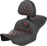 Saddlemen Roadsofa CF LS With Driver's Backrest Seat, Red Stitch - 23+ Touring Seat Saddlemen