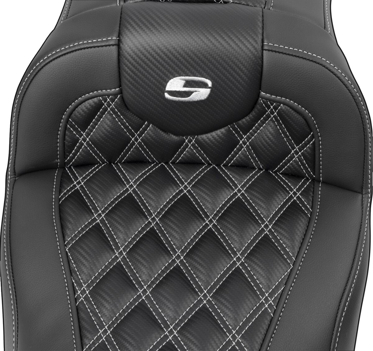 Roadsofa CF LS With Driver's Backrest Seat, Silver Stitch - 23+ Touring Seat Saddlemen