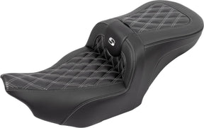 Roadsofa CF LS With Driver's Backrest Seat, Silver Stitch - 23+ Touring Seat Saddlemen