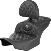 Saddlemen Roadsofa CF LS With Driver's Backrest Seat, Silver Stitch - 23+ Touring Seat Saddlemen