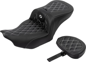 Saddlemen Roadsofa CF LS With Driver's Backrest Seat, Silver Stitch - 23+ Touring Seat Saddlemen