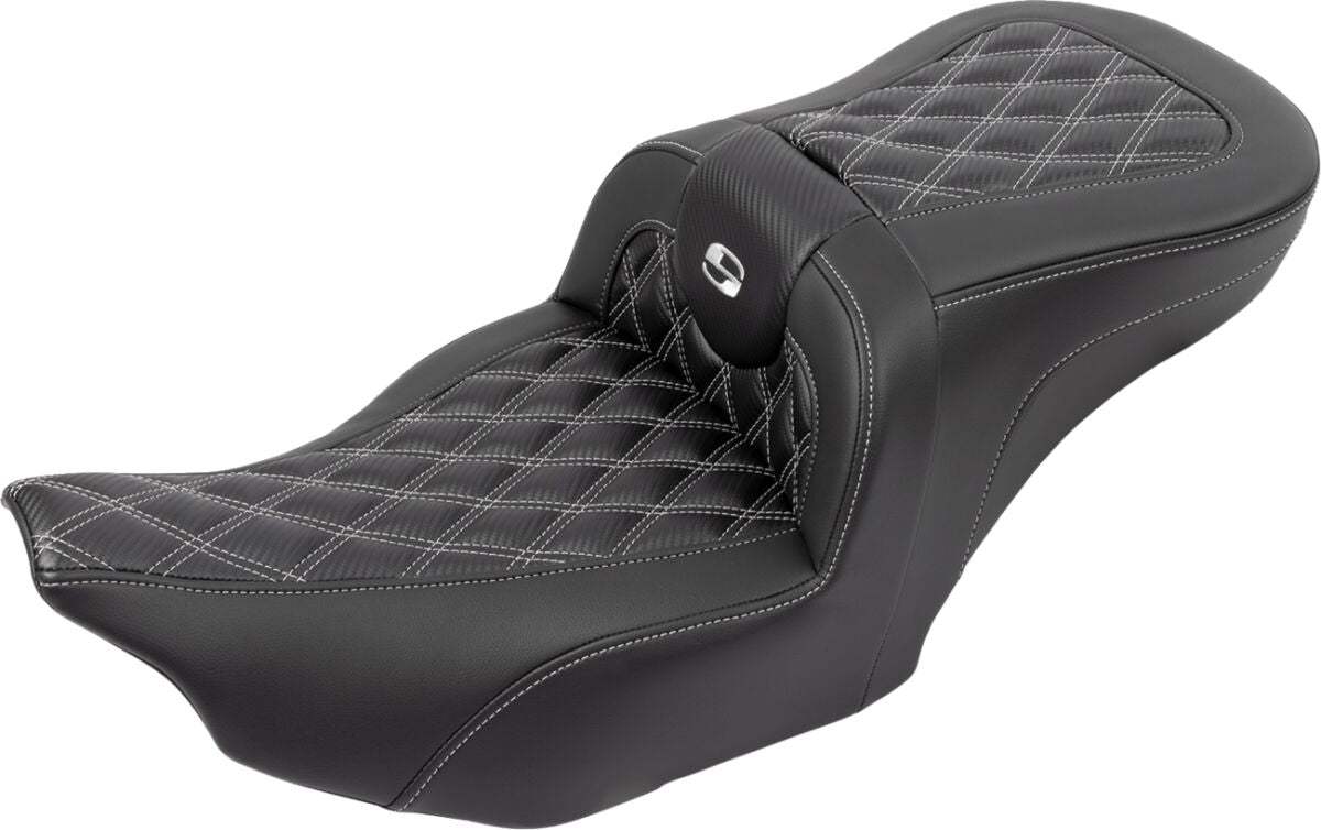 Saddlemen Roadsofa CF LS With Driver's Backrest Seat, Silver Stitch - 23+ Touring Seat Saddlemen