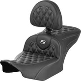 Saddlemen Roadsofa CF LS With Driver's Backrest Seat, White Stitch - 23+ Touring Seat Saddlemen