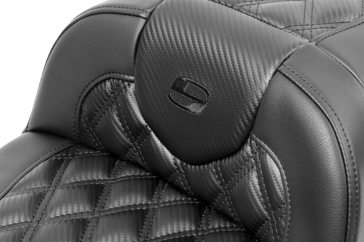 Roadsofa Extended Reach CF LS Seat, Black Stitch - 23+ Touring Seat Saddlemen