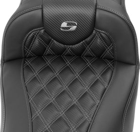 Saddlemen Roadsofa Extended Reach CF LS Seat, Gray Stitch - 23+ Touring Seat Saddlemen