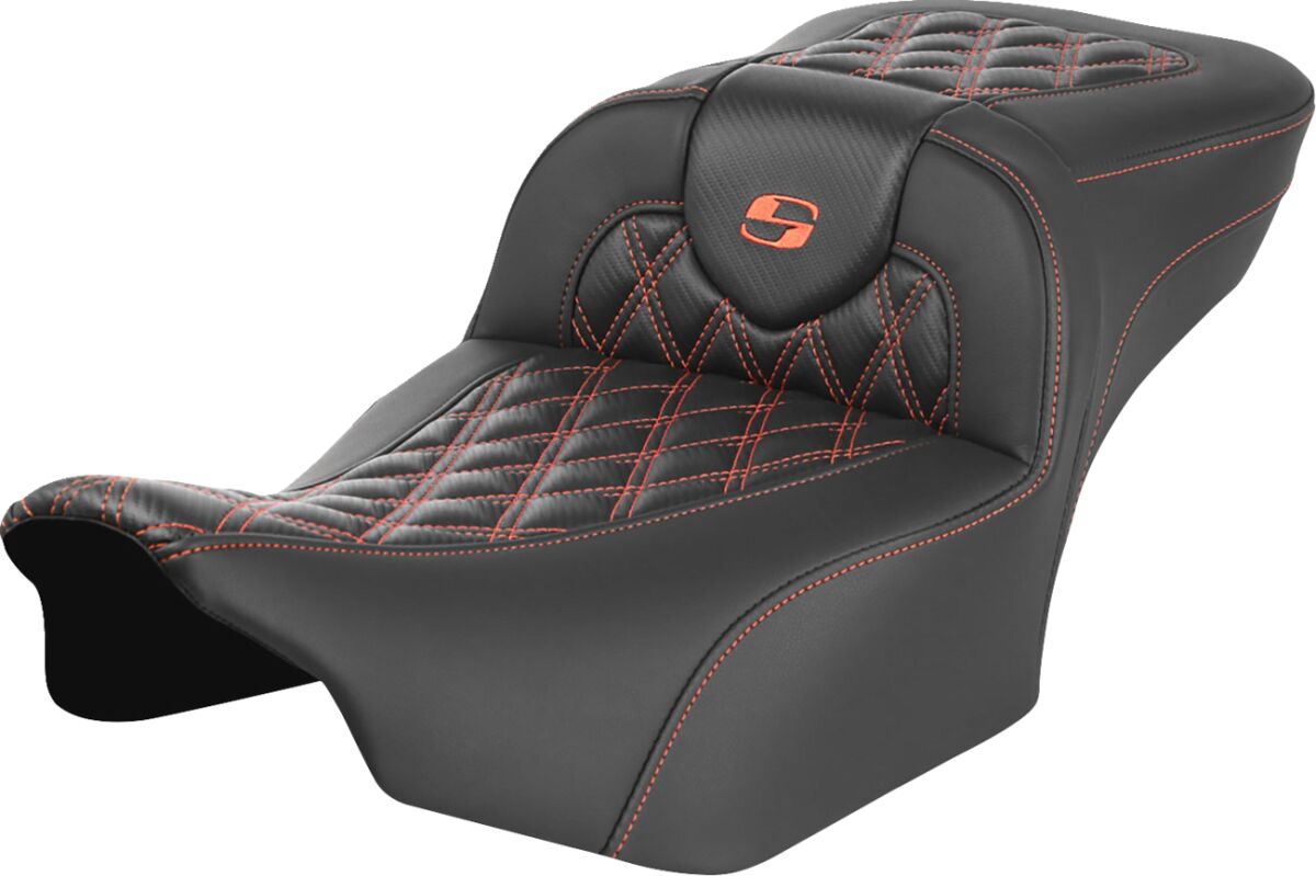 Roadsofa Extended Reach CF LS Seat, Orange Stitch - 23+ Touring Seat Saddlemen Default Title