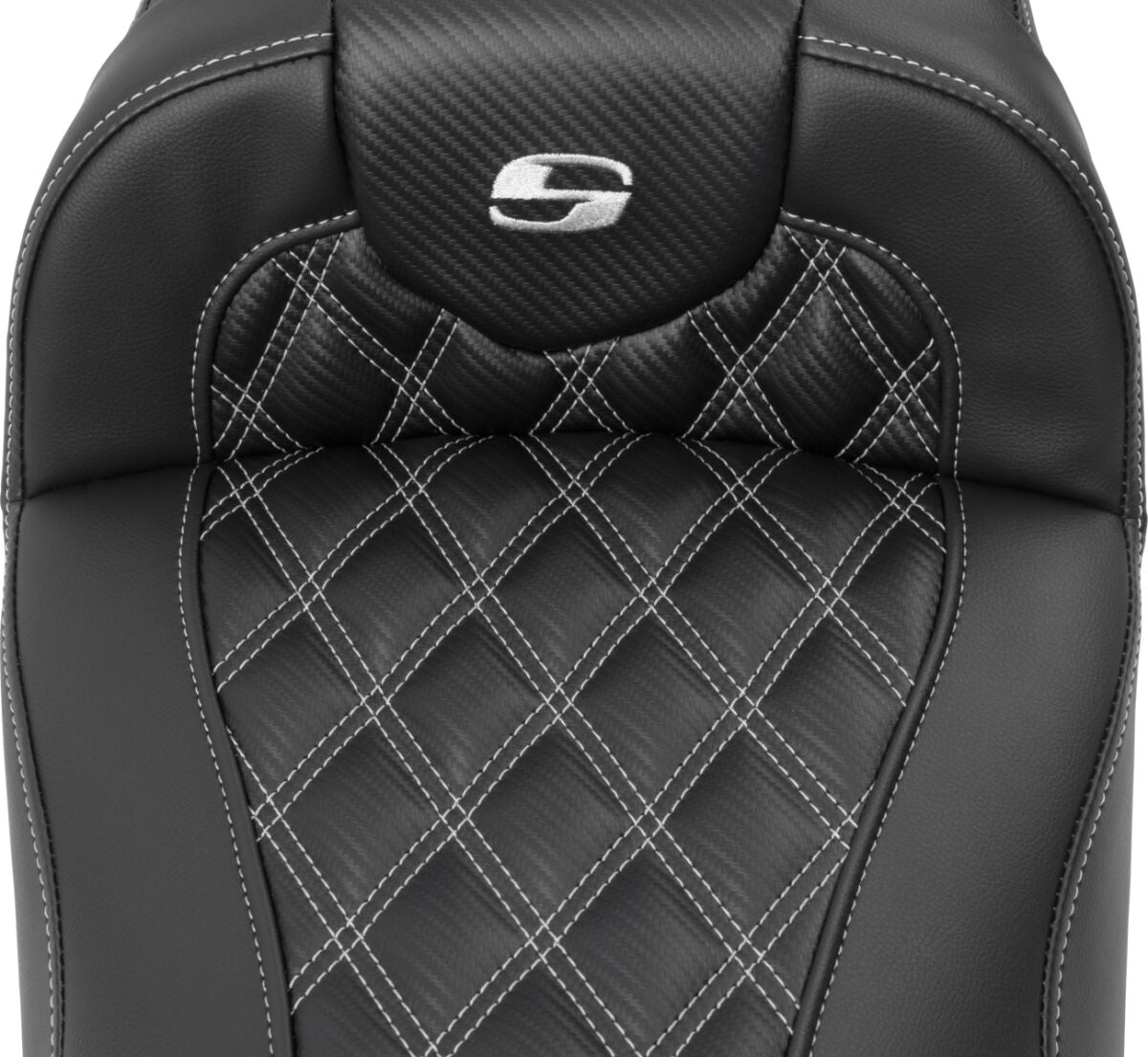 Roadsofa Extended Reach CF LS Seat, Silver Stitch - 23+ Touring Seat Saddlemen
