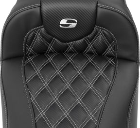 Saddlemen Roadsofa Extended Reach CF LS Seat, Silver Stitch - 23+ Touring Seat Saddlemen
