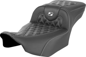 Saddlemen Roadsofa Extended Reach CF LS Seat, White Stitch - 23+ Touring Seat Saddlemen