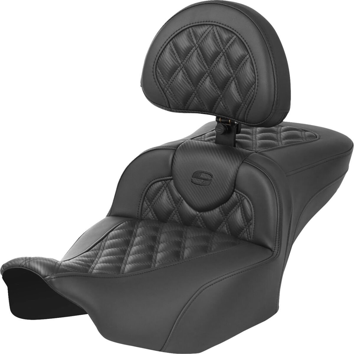 Roadsofa Extended Reach CF LS With Driver's Backrest Seat, Black Stitch - 23+ Touring Seat Saddlemen Default Title