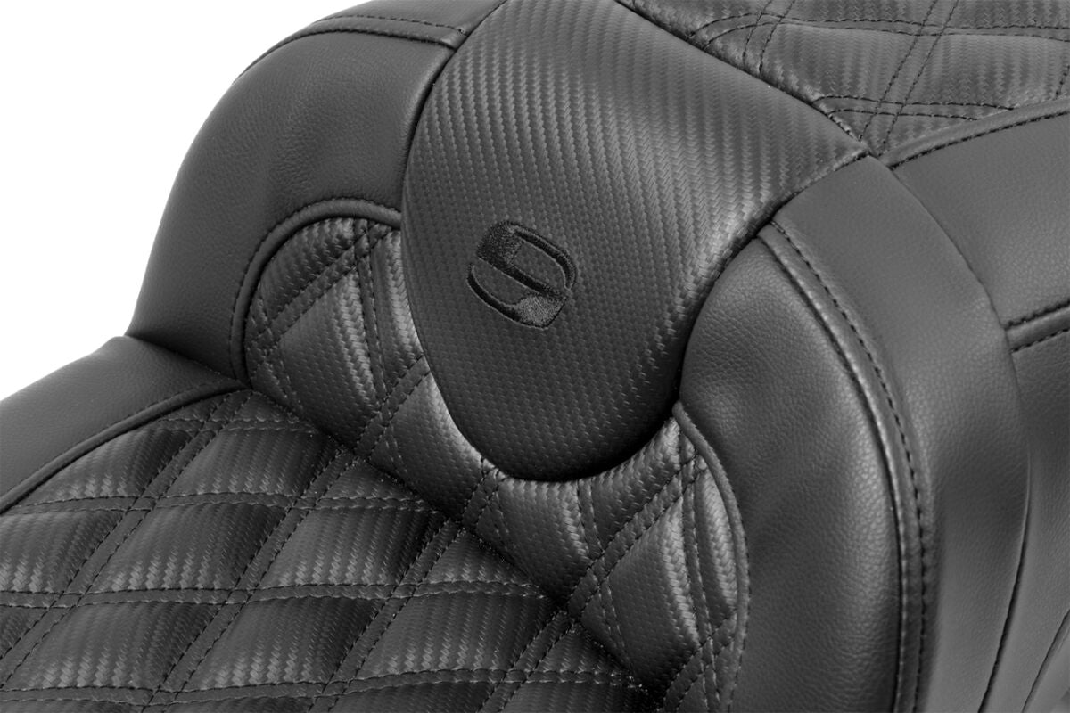 Roadsofa Extended Reach CF LS With Driver's Backrest Seat, Black Stitch - 23+ Touring Seat Saddlemen