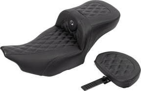 Roadsofa Extended Reach CF LS With Driver's Backrest Seat, Gray Stitch - 23+ Touring Seat Saddlemen