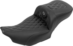 Roadsofa Extended Reach CF LS With Driver's Backrest Seat, Gray Stitch - 23+ Touring Seat Saddlemen