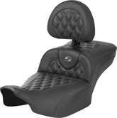 Saddlemen Roadsofa Extended Reach CF LS With Driver's Backrest Seat, Gray Stitch - 23+ Touring Seat Saddlemen