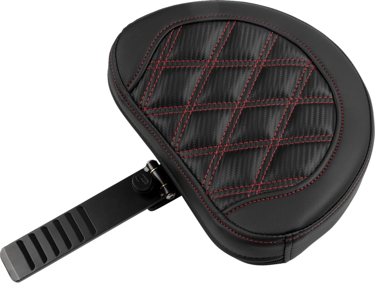 Roadsofa Extended Reach CF LS With Driver's Backrest Seat, Red Stitch - 23+ Touring Seat Saddlemen