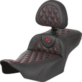 Saddlemen Roadsofa Extended Reach CF LS With Driver's Backrest Seat, Red Stitch - 23+ Touring Seat Saddlemen