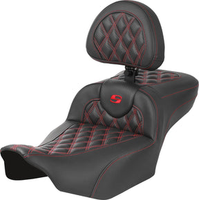 Saddlemen Roadsofa Extended Reach CF LS With Driver's Backrest Seat, Red Stitch - 23+ Touring Seat Saddlemen