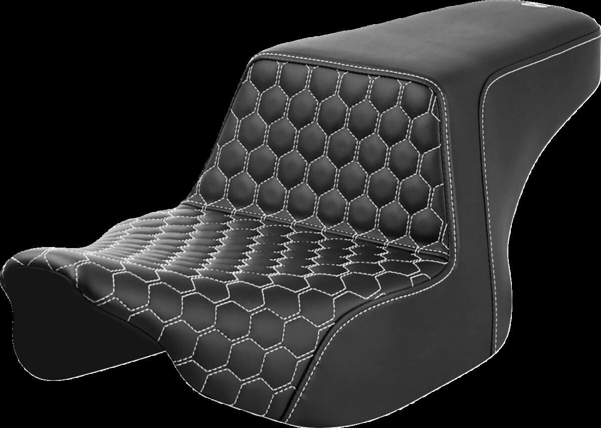 Saddlemen Step Up HC Seat, White Stitching - 23+ Touring Seat Saddlemen