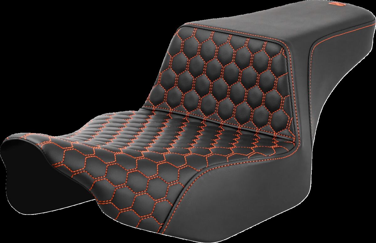 Saddlemen Step Up HC Ext Reach Seat, Orange Stitch - 23+ Touring Seat Saddlemen