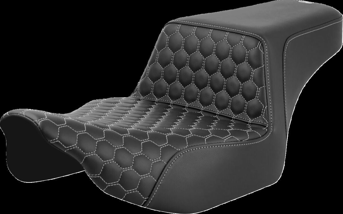 Saddlemen Step Up HC Ext Reach Seat, Silver Stitch - 23+ Touring Seat Saddlemen
