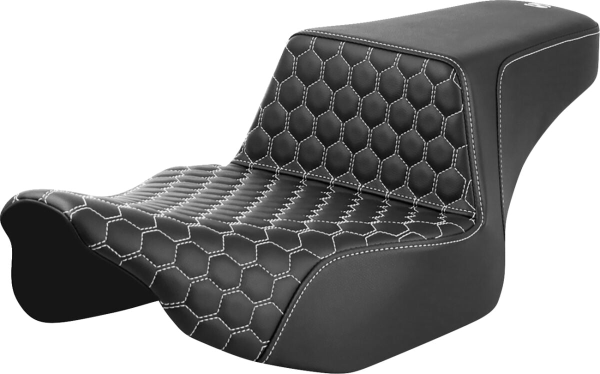 Step Up HC Ext Reach Seat, White Stitch - 23+ Touring Seat Saddlemen Default Title