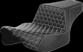 Saddlemen Step Up HC Ext Reach Seat, White Stitch - 23+ Touring Seat Saddlemen