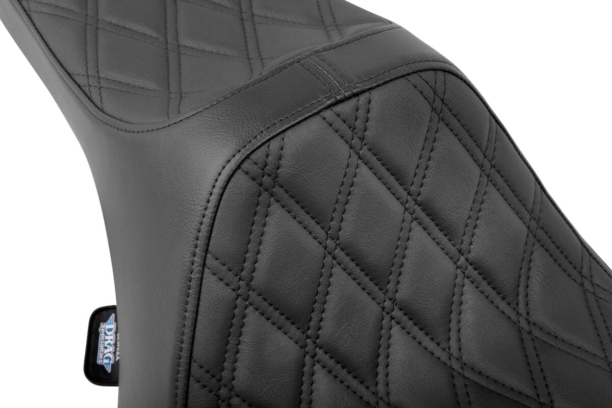 Drag Specialties Seats Seat Predator 3 Double Diamond Black Vinyl Touring Seat Drag Specialties