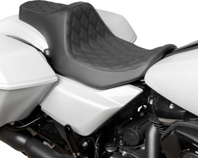 Drag Specialties Seats Seat Predator 3 Double Diamond Black Vinyl Touring Seat Drag Specialties