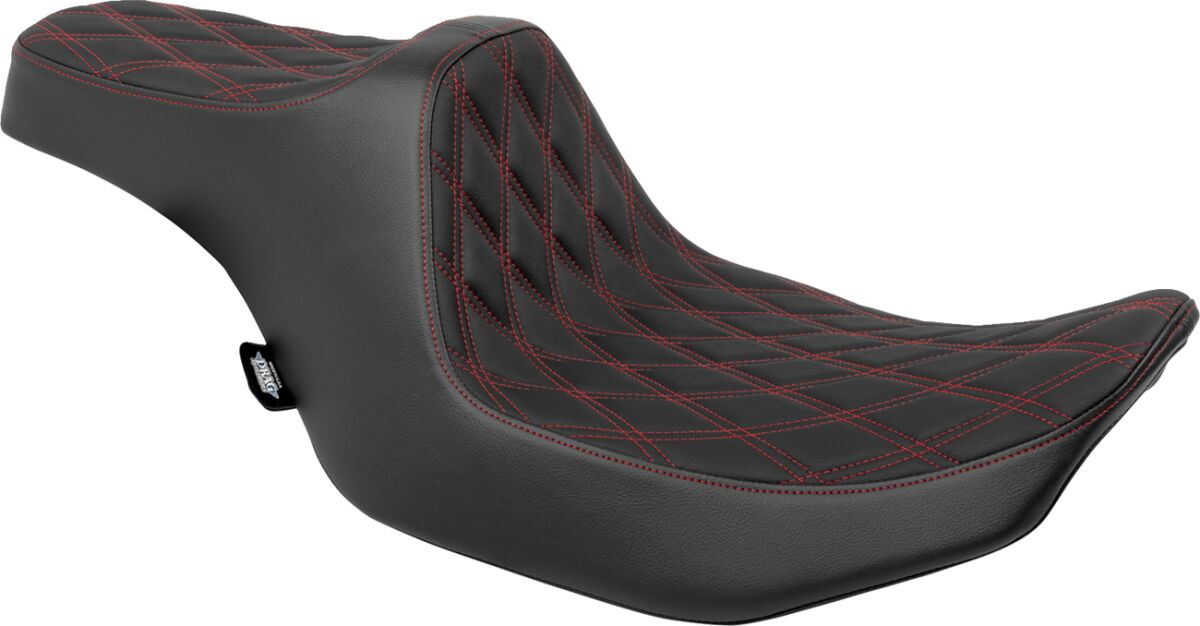 Drag Specialties Seats Seat Predator 3 Double Diamond Red Vinyl Touring Seat Drag Specialties