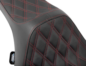 Drag Specialties Seats Seat Predator 3 Double Diamond Red Vinyl Touring Seat Drag Specialties
