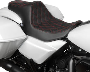 Drag Specialties Seats Seat Predator 3 Double Diamond Red Vinyl Touring Seat Drag Specialties