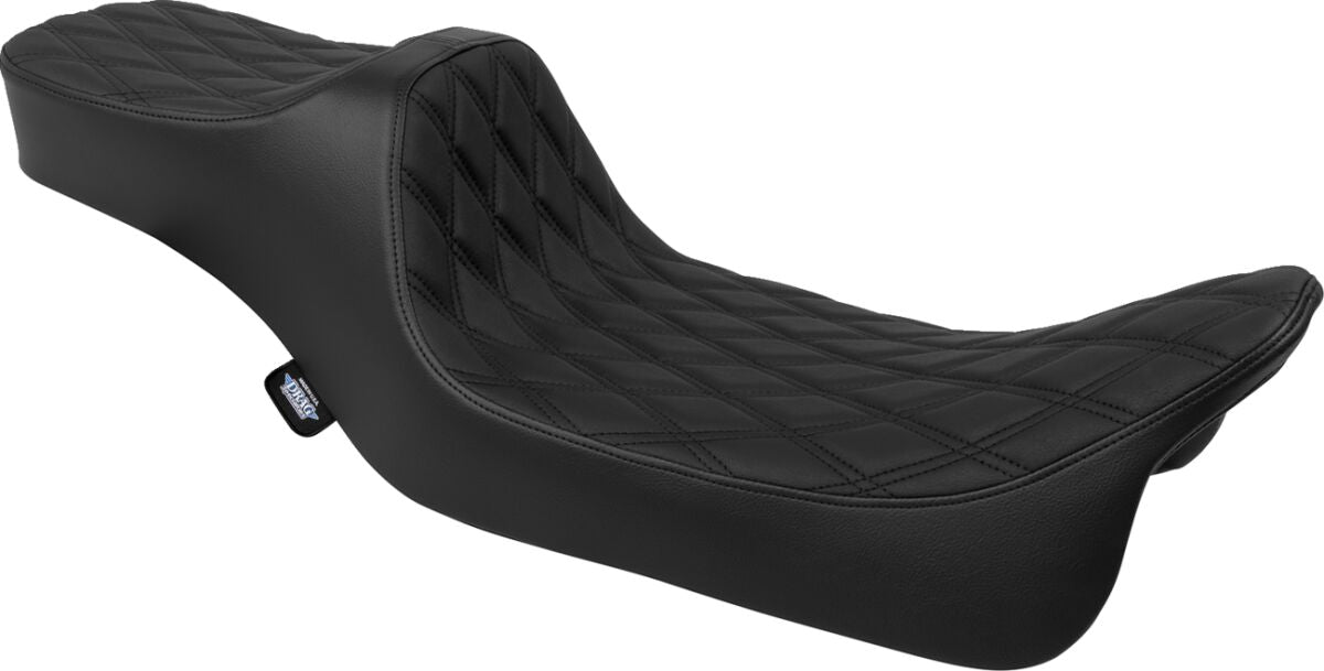 Drag Specialties Seats Seat Predator 3 2 Up Ext. Double Dia Black Vinyl Touring Seat Drag Specialties