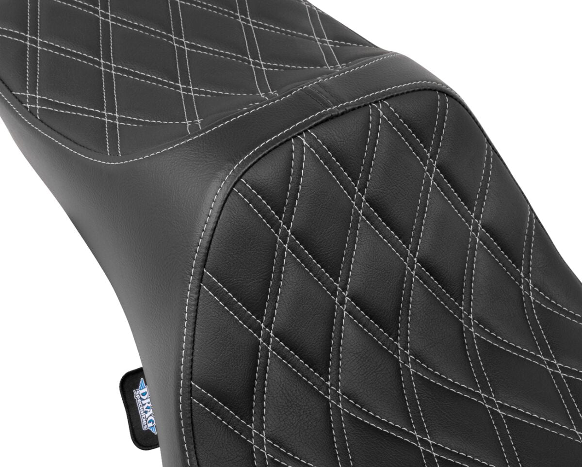 Drag Specialties Seats Seat Predator 3 2 Up Ext. Double Dia Silver Vinyl Touring Seat Drag Specialties