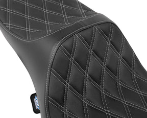 Drag Specialties Seats Seat Predator 3 2 Up Ext. Double Dia Silver Vinyl Touring Seat Drag Specialties
